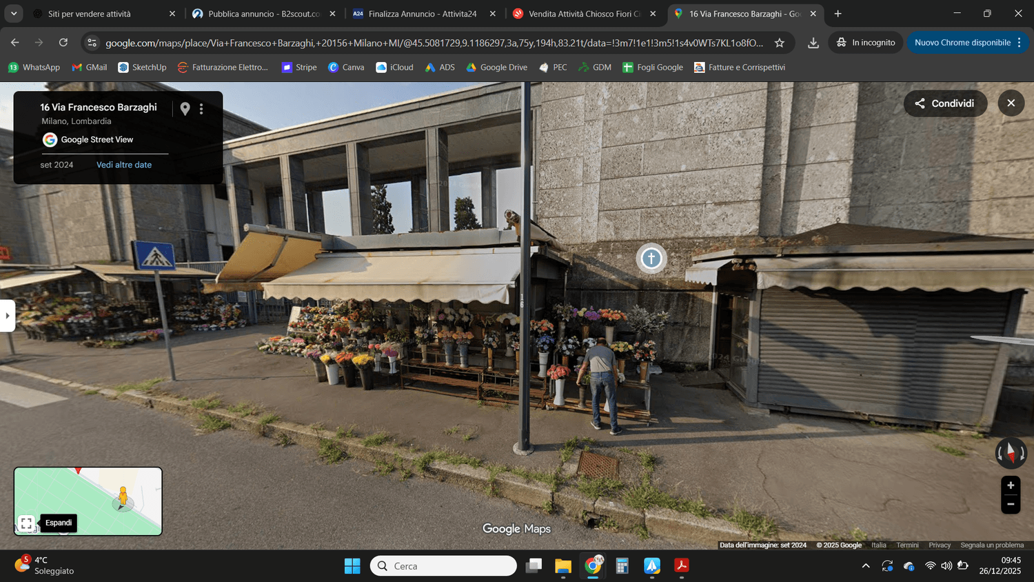 Azienda in vendita: Vendita Attività Chiosco Fiori Cimitero Maggiore a Italia - Fiorai e Garden Center - Immagine foto 2