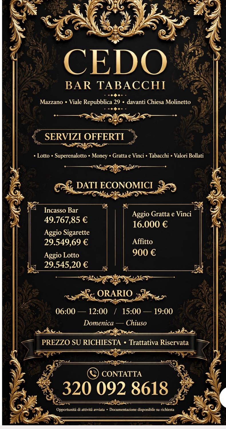 Azienda in vendita: Vendo Bar Tabaccheria centro storico a Italia - Bar Tabacchi - Immagine principale