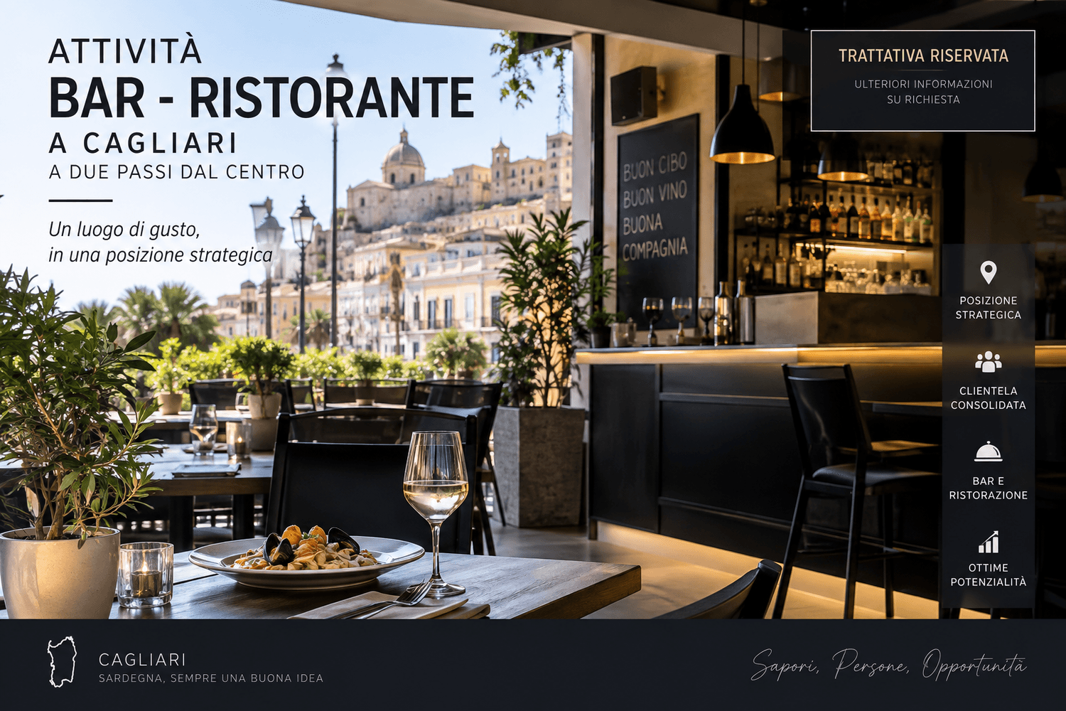 Azienda in vendita: Bar Ristorante con dehors e attività avviata – Cagliari Centro a Italia - Ristoranti - Immagine principale